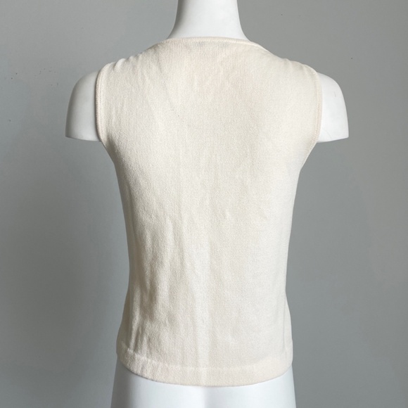 St John Knit Tank Top Shell Sleeveless Vanilla Off White Knit Size S - Picture 5 of 7